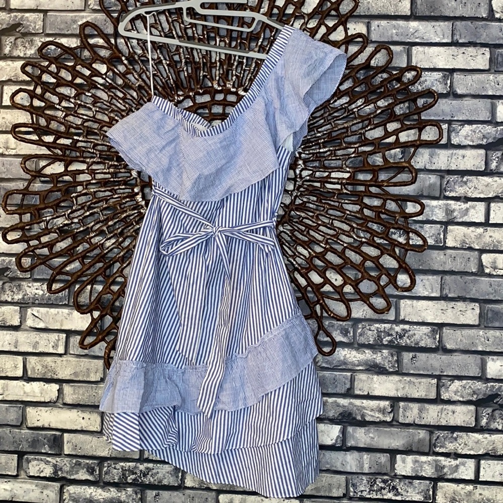 NWT Eclair ruffle off shoulder stripe dress Large